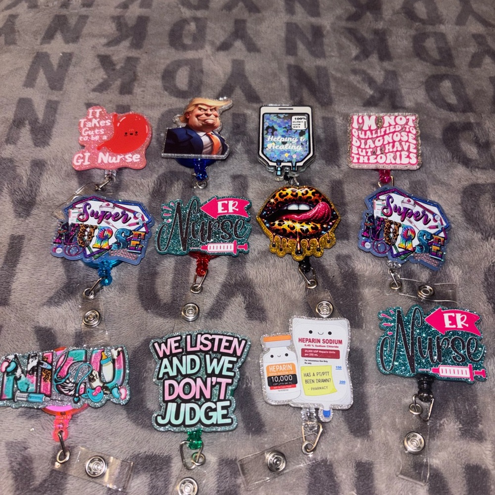 Colorful Nurse Badge Reels Set